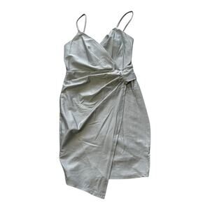 Womens Bodycon Dress Side Small Sexy Silver Faux Wrap Prom HoCo Date Night